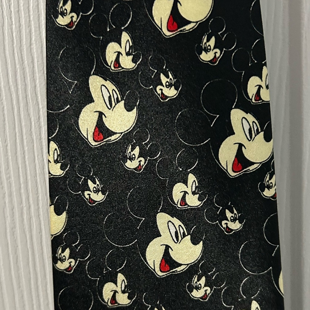 Vintage Disney Black Tie with Mickey Mouse Print